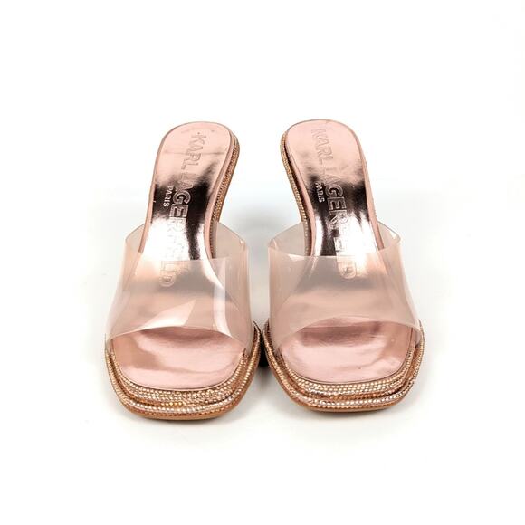 Karl Lagerfeld Paris Quinn Vinyl Rhinestone Trim Dress Sandals Size 9 - Picture 3 of 9